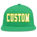 Custom Teal White-Gold Flat Eaves Sport Baseball Cap