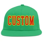 Custom Teal Red-Yellow Flat Eaves Sport Baseball Cap