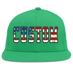 Custom Teal Vintage USA Flag-Gold Flat Eaves Sport Baseball Cap