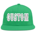 Custom Teal Gray-White Flat Eaves Sport Baseball Cap