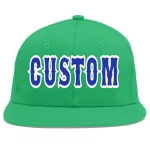 Custom Teal Royal-White Flat Eaves Sport Baseball Cap