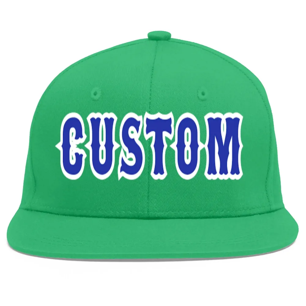 Custom Teal Royal-White Flat Eaves Sport Baseball Cap