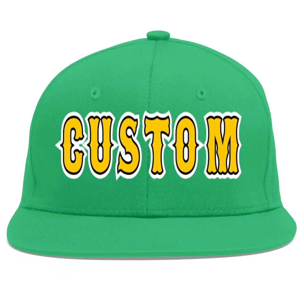 Custom Teal Gold-Black Flat Eaves Sport Baseball Cap