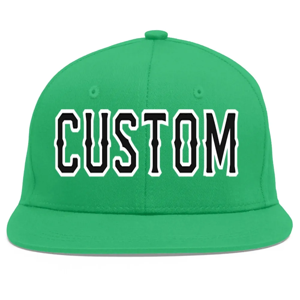 Custom Teal Black-White Flat Eaves Sport Baseball Cap