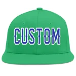 Custom Teal Royal-White Flat Eaves Sport Baseball Cap