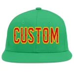 Custom Teal Red-Yellow Flat Eaves Sport Baseball Cap