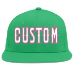 Custom Teal White-Pink Flat Eaves Sport Baseball Cap