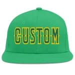 Custom Teal Kelly Green-Gold Flat Eaves Sport Baseball Cap