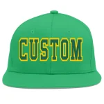 Custom Teal Kelly Green-Gold Flat Eaves Sport Baseball Cap
