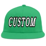 Custom Teal White-Black Flat Eaves Sport Baseball Cap