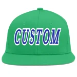 Custom Teal Royal-White Flat Eaves Sport Baseball Cap