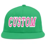 Custom Teal Pink-White Flat Eaves Sport Baseball Cap