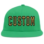 Custom Teal Old Gold-Black Flat Eaves Sport Baseball Cap