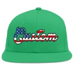 Custom Teal Vintage USA Flag-Gold Flat Eaves Sport Baseball Cap