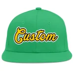 Custom Teal Gold-Black Flat Eaves Sport Baseball Cap