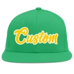 Custom Teal Gold-White Flat Eaves Sport Baseball Cap