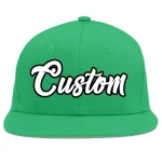 Custom Teal White-Black Flat Eaves Sport Baseball Cap