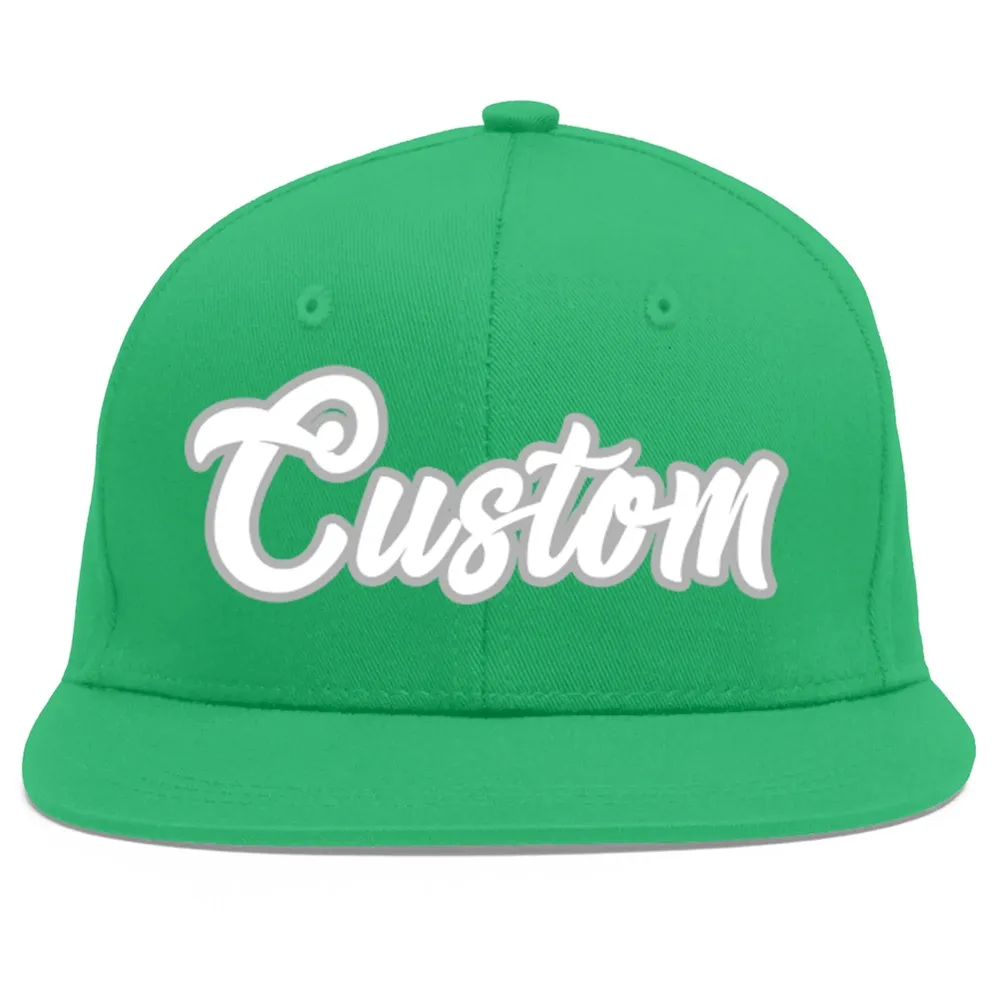 Custom Teal Black-White Flat Eaves Sport Baseball Cap