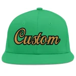 Custom Teal Old Gold-Black Flat Eaves Sport Baseball Cap
