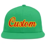 Custom Teal Red-Yellow Flat Eaves Sport Baseball Cap