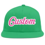 Custom Teal Pink-White Flat Eaves Sport Baseball Cap