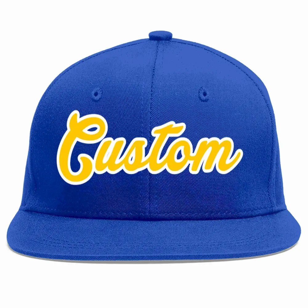 Custom Royal Gold-White Casual Sport Baseball Cap