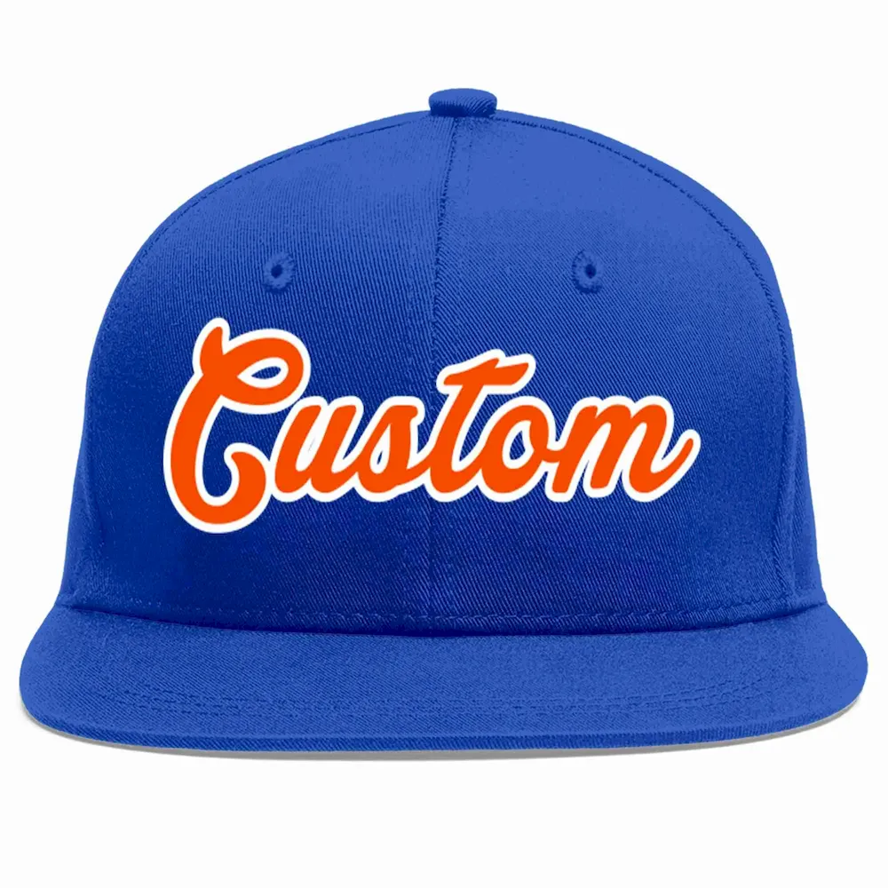 Custom Royal Orange-White Casual Sport Baseball Cap